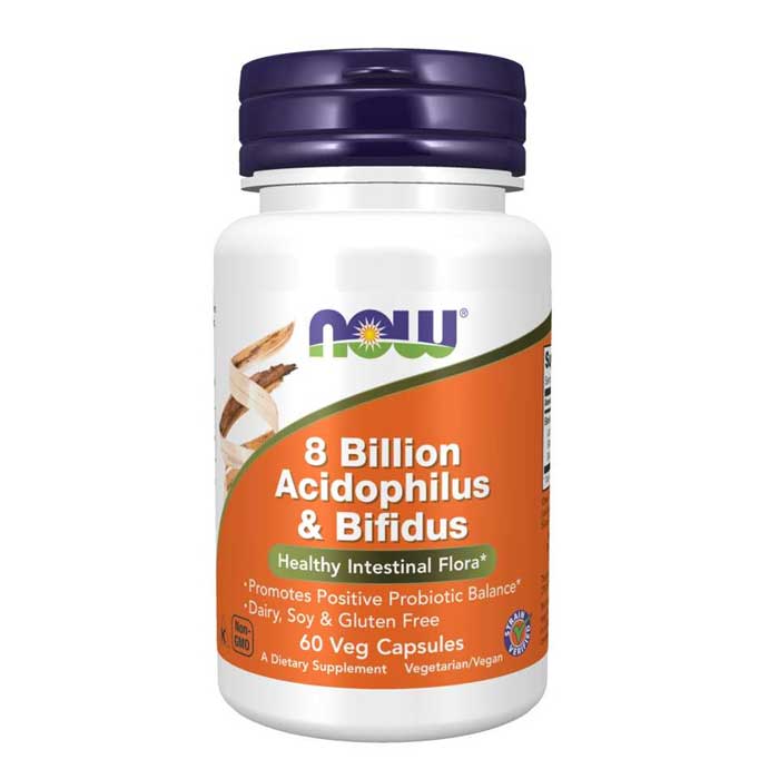 8 Billion Acidophilus & Bifidus 60 φυτοκάψουλες - Now / Ενζυμα Προβιοτικά