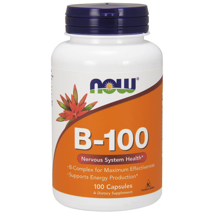 Vitamin B-100, Nervous System Health - 100 vcaps NOW Foods / Βιταμίνες