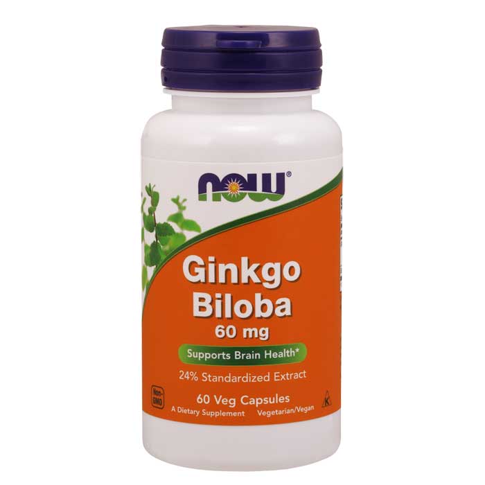 Ginkgo Biloba 60 mg 60 Veg Capsules - Now Foods