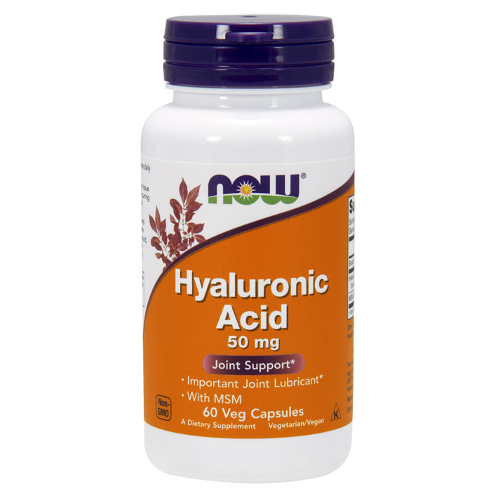 Hyaluronic Acid with MSM, 50mg - 60 vcaps NOW Foods / Υαλουρονικό Οξύ