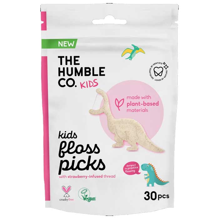 Kids Floss Picks με Γεύση Strawberry 30τμχ - The Humble Co. 