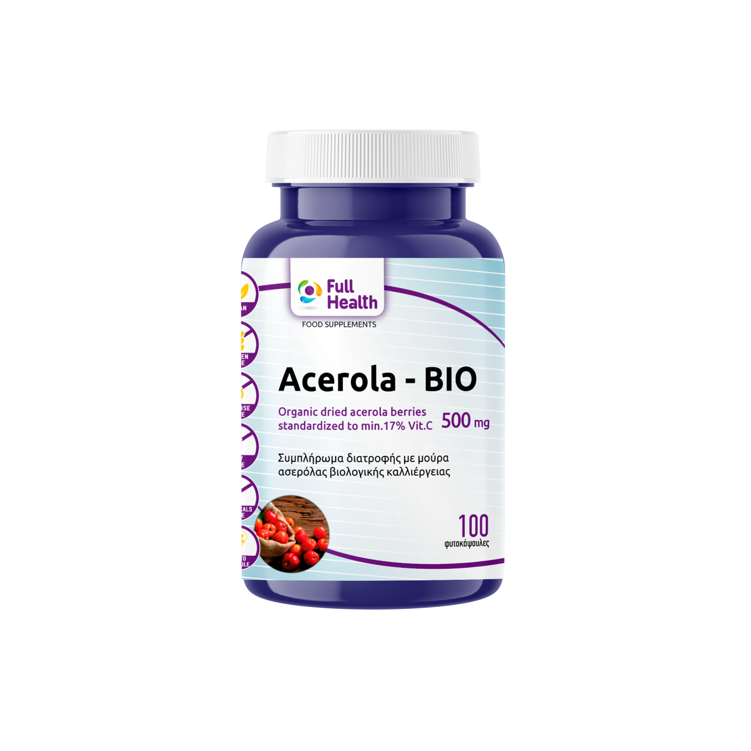 Bio Acerola 500mg 100 vcaps - Full Health
