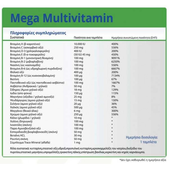 Mega Multi Πολυβιταμίνη 30 tabs  - Natural Vitamins