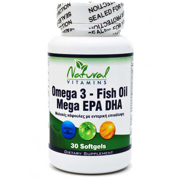 Omega 3 - Enteric Coated Fish Oil 1000mg 700mg EPA/DHA 30 caps - Natural Vitamins